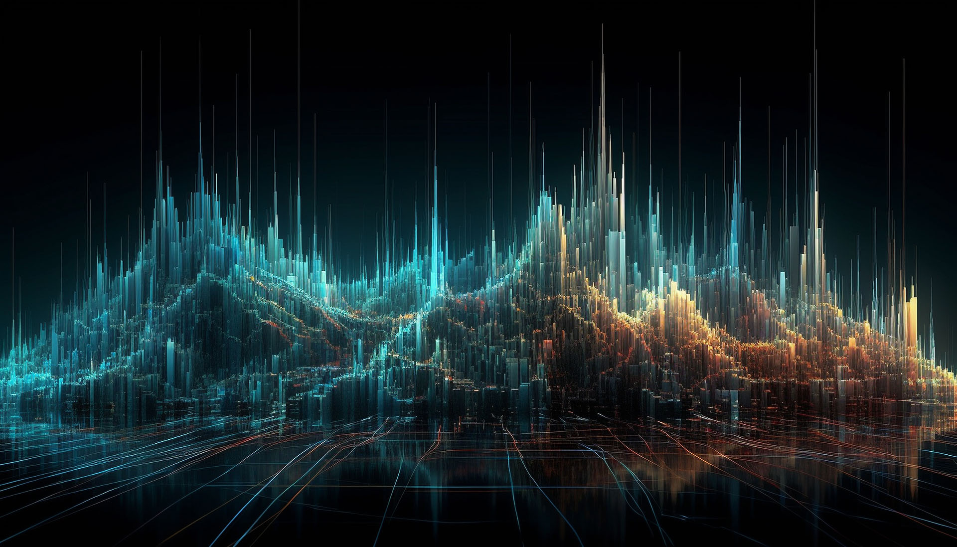 Glowing sine waves create futuristic backdrop design generated by AI